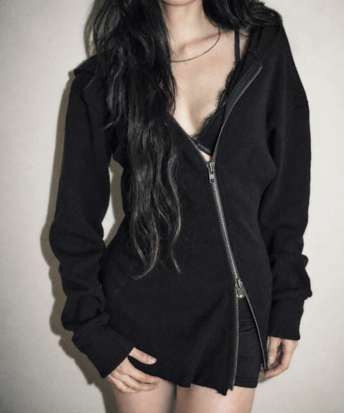 [X gemgem paradis] IRA zip-up hoodie / black