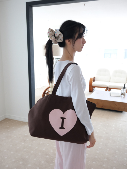 Heart Logo bag big ver. - Brown (하트 로고백 브라운)