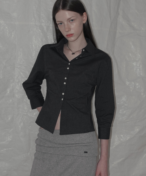 Titon Double Button Slim 3/4 Shirts - Charcoal