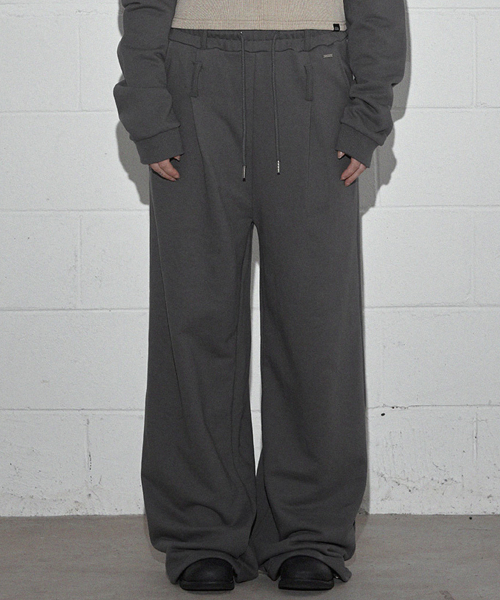 Chetter Eyelet Two-Way Wide Elastic-Waist Pants - Charcoal