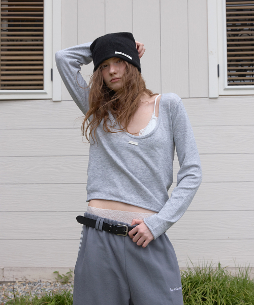 Ross deep u-neck knit - Gray