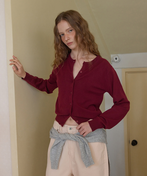Liddle round cardigan - Burgundy