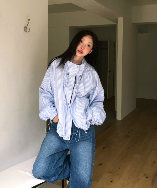 MINI FLOWER STRIPE WINDBREAKER BLUE STRIPE