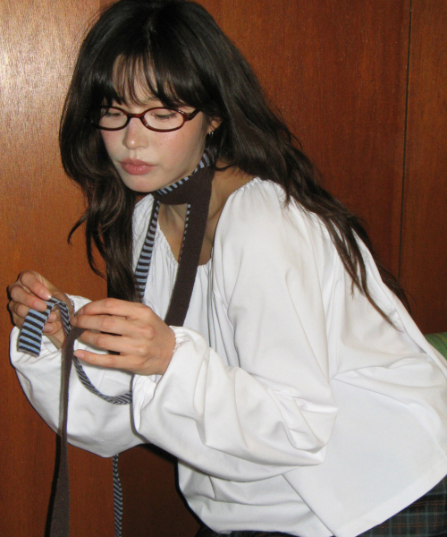 SHIRRING PUFF LONG SLEEVE WHITE