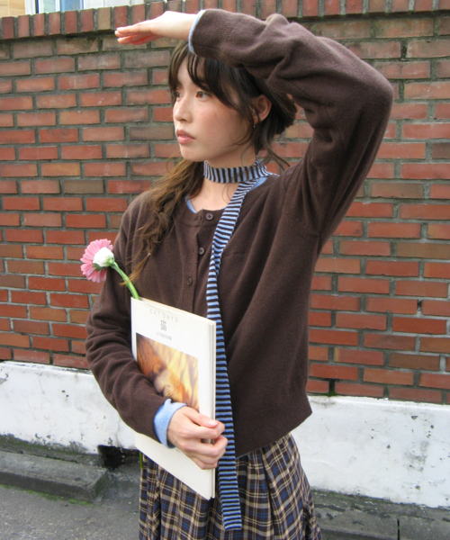 BASIC WOOL ARCHIVE CARDIGAN BROWN