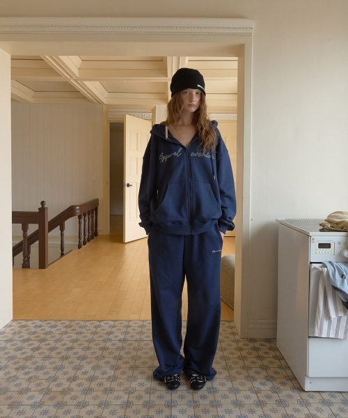 Polite banding wide pants - Navy