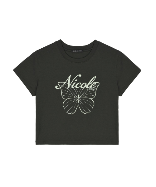 NICOLE BUTTERFLY CROP TOP_CHACOAL