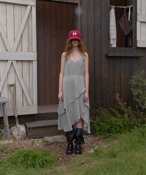 Tua layered long dress - Mocha gray
