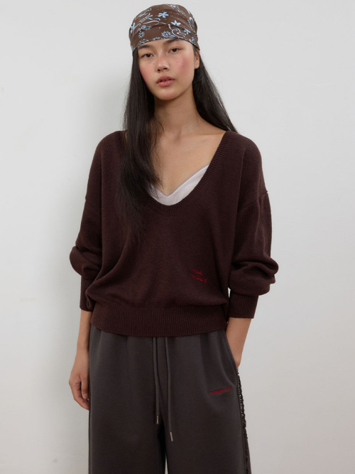Deep Scoop-Neck Knit Pullover MU2678PO803M
