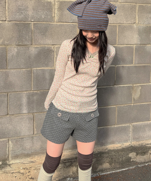 BIG BUTTON MINI SHORTS [CHARCOAL]