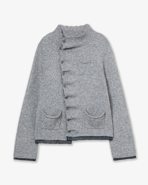 WRINKLE LAYERED CARDIGAN [CHARCOAL]