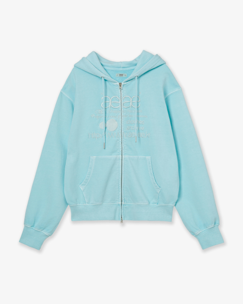 WEB LOGO WASHED HOOD ZIP UP [BLUE]