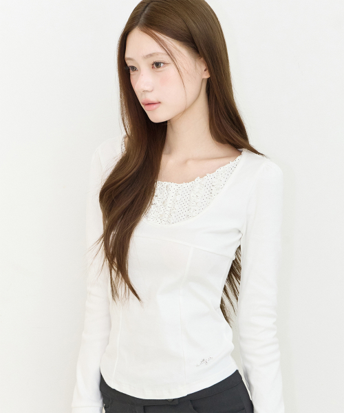RUFFLE LAYERED LONG SLEEVE DOT
