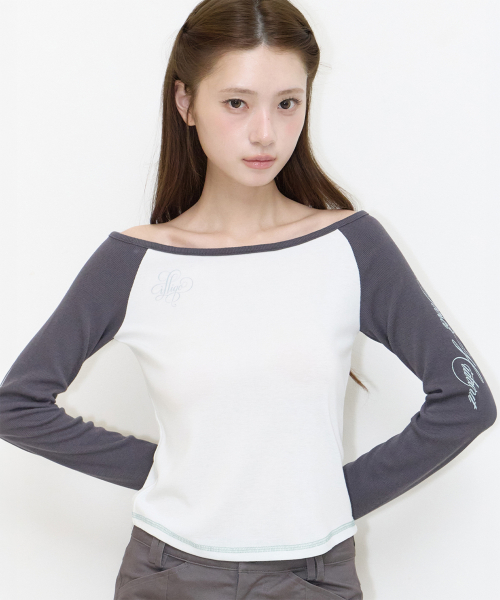 LETTERING COLOR-BLOCK LONG SLEEVE MINT