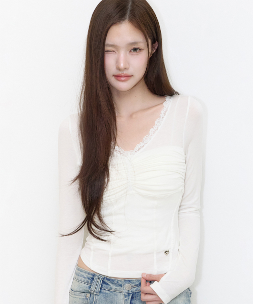 LACE CORSET LONG SLEEVE WHITE
