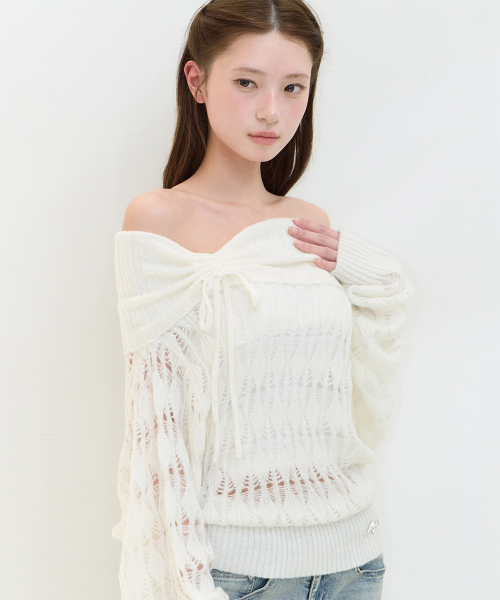 PUNCHING LOOSE OFF SHOULDER KNIT IVORY