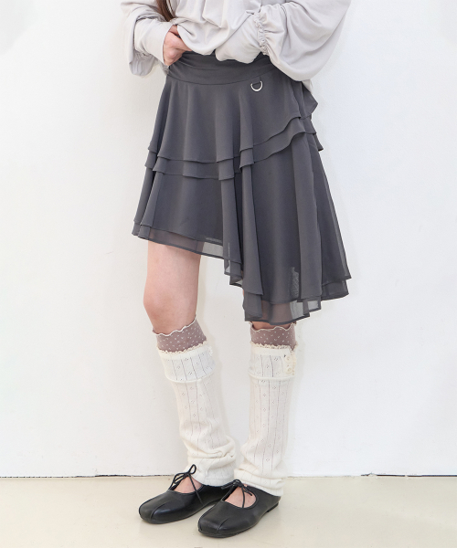 SHEER UNBALANCED SKIRT CHARCOAL