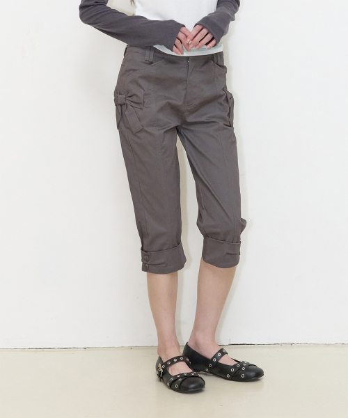 TWIN BOW CAPRI PANTS CHARCOAL