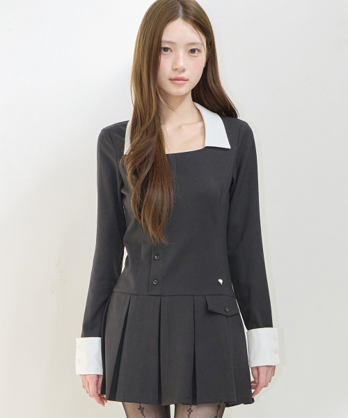 IVY PLEATED DRESS BLACK