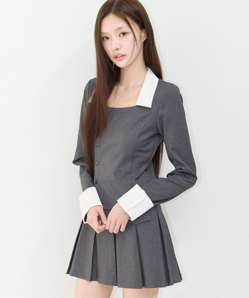 IVY PLEATED DRESS CHARCOAL