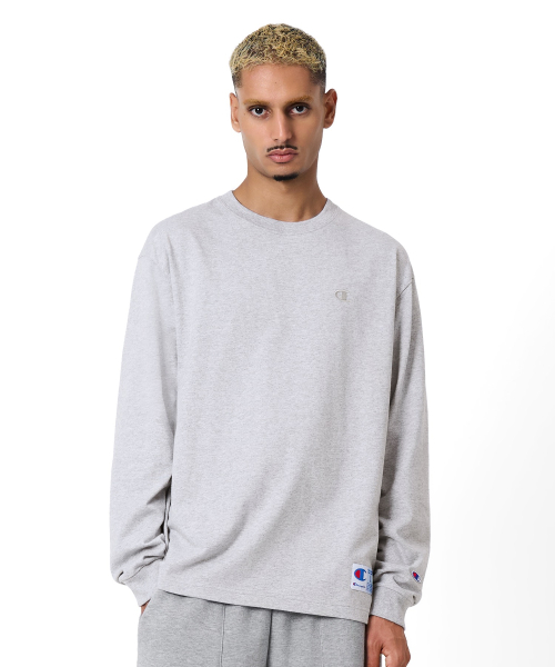 C로고 오버핏 조그택 롱슬리브 티셔츠 Light Grey