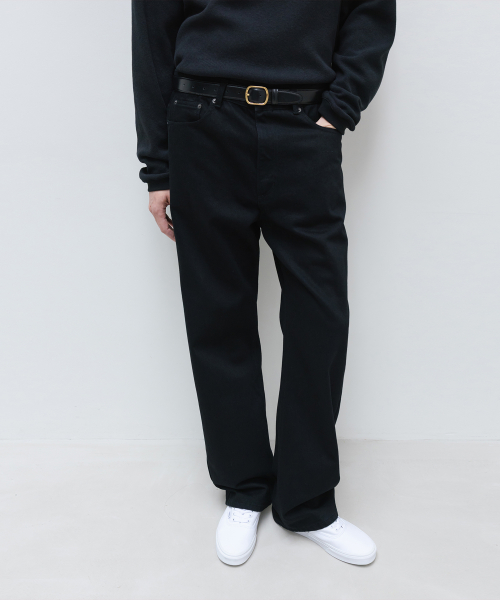 Semi-Wide Denim Pants BLACK