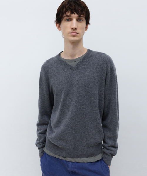 Cashmere V-Neck Knit GREY