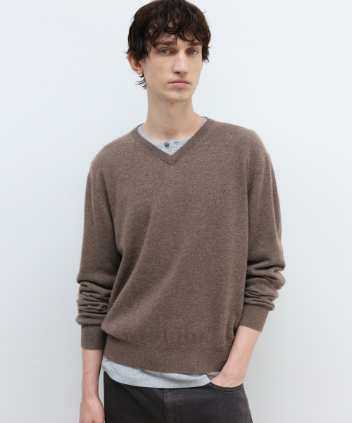 Cashmere V-Neck Knit BROWN