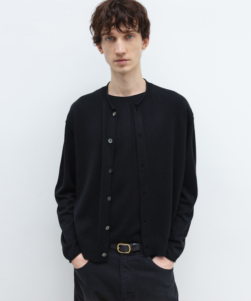 Wool-Blend Layered Cardigan BLACK