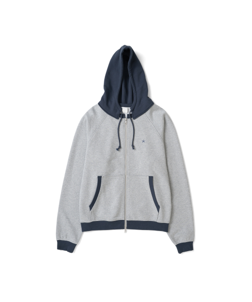 TCM colorblock hooded zip-up (melange grey)