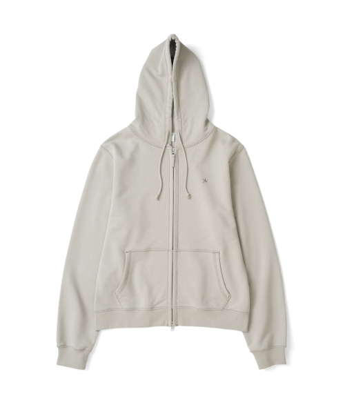 TCM zigzag stitch hooded zip-up (sand beige)