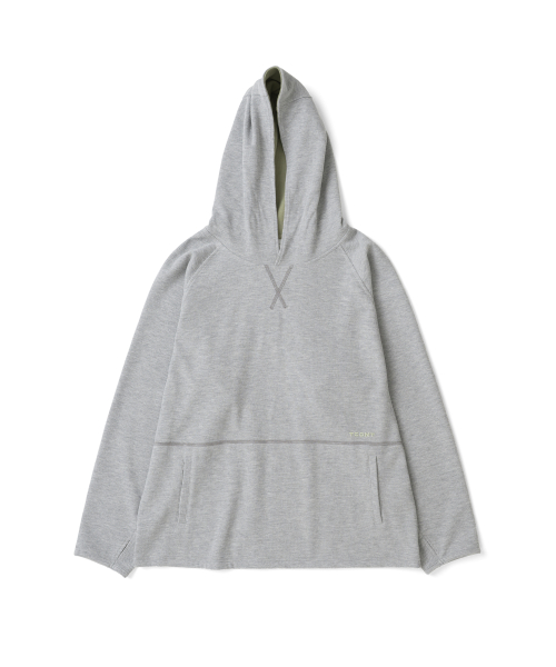 TCM stitch cross hooded long sleeve (melange grey)