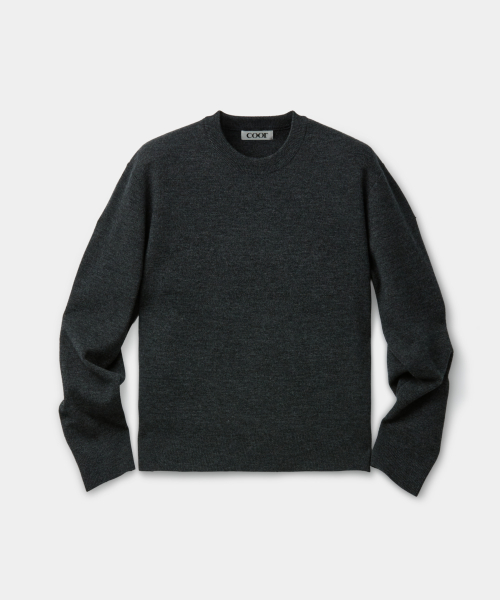 Merino Wool Crewneck Sweater (Melange Charcoal)