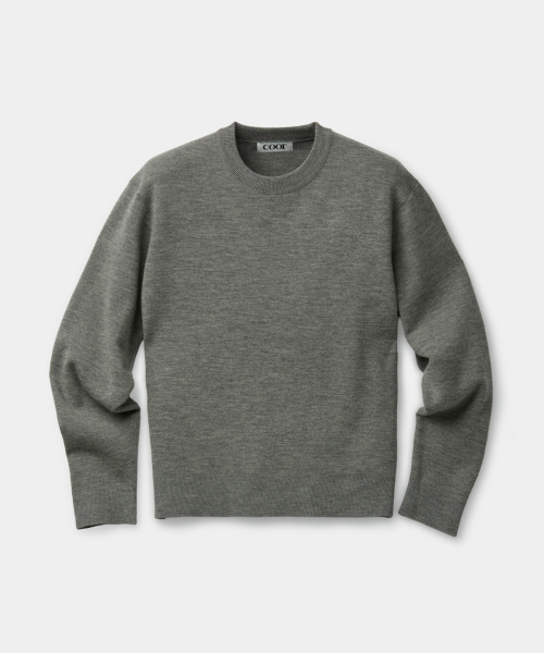 Merino Wool Crewneck Sweater (Khaki Gray)