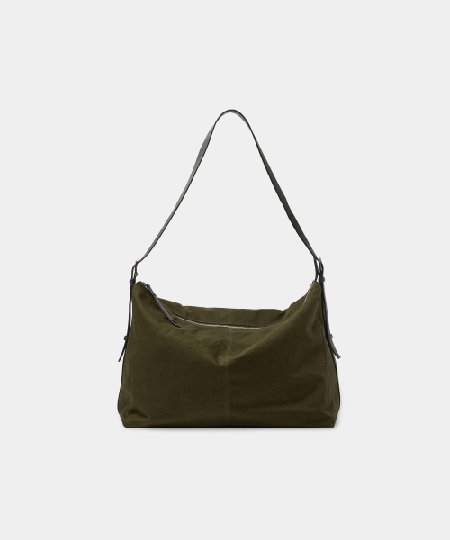 Leather-Trim Crossbody Bag (Brown)