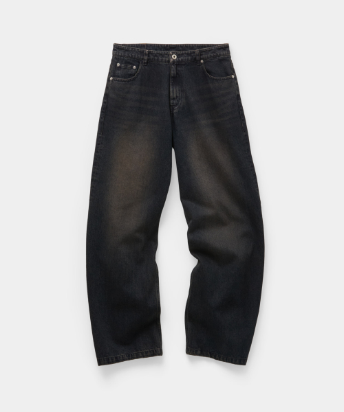 Back-Side Color Washed Jeans (Two-Tone Navy)