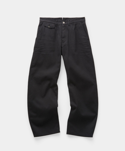 Cinch-Back Embossed Curved Pants (Washed Black)