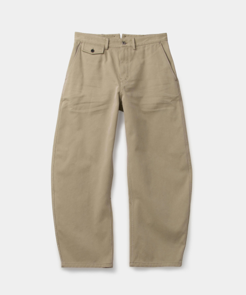 Washed Embossed Cinch-Back Curved Pants (Washed Beige)