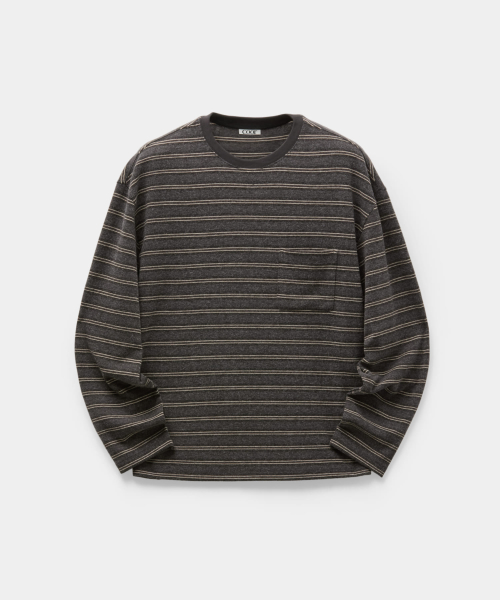 Soft Brushed Multi-Pin Striped T Shirt (Charcoal)