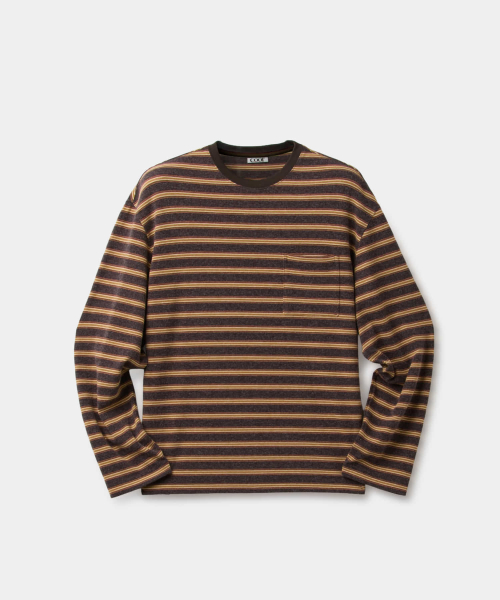 Soft Brushed Multi-Pin Stripe T Shirt (Dark Brown)