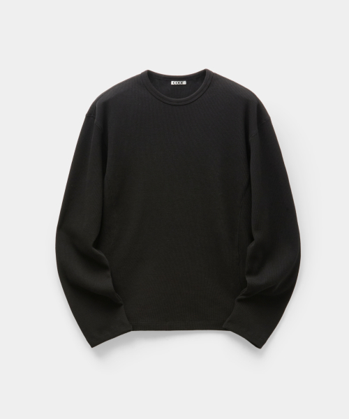 Regular Fit Waffle Long Sleeve (Black)