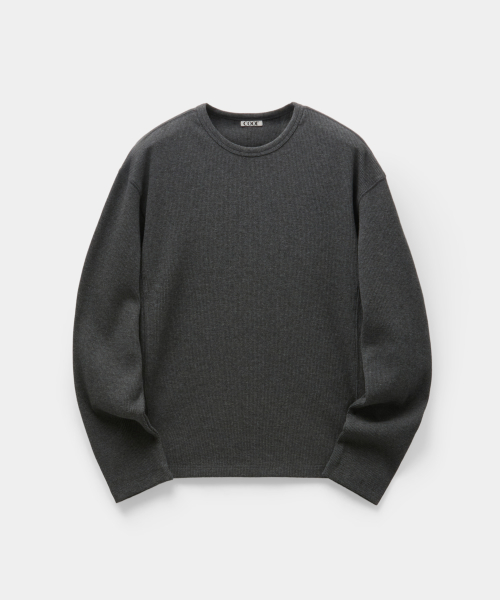 Regular Fit Waffle Long Sleeve (Charcoal)