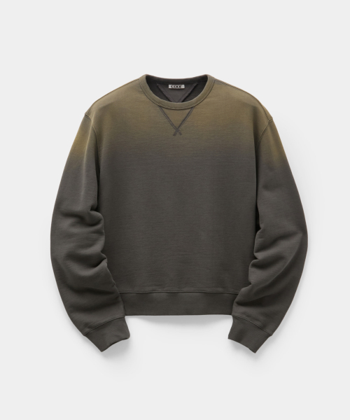 Paneled Crew Neck Sweatshirt (Grayish Khaki)