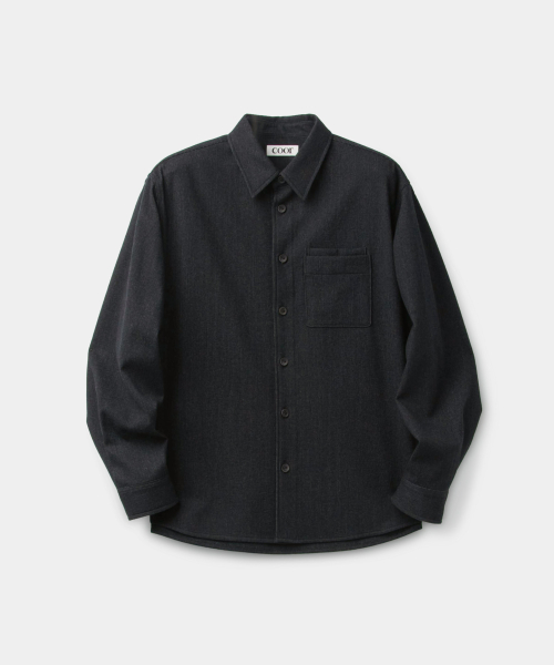 Wool-Blend Rib Texture Shirts (Black)