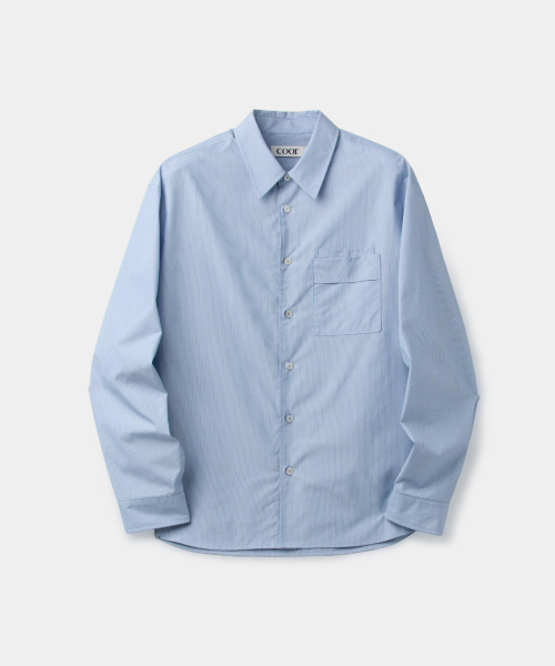 Pinstripe Pointed Shirts (Sky Blue)