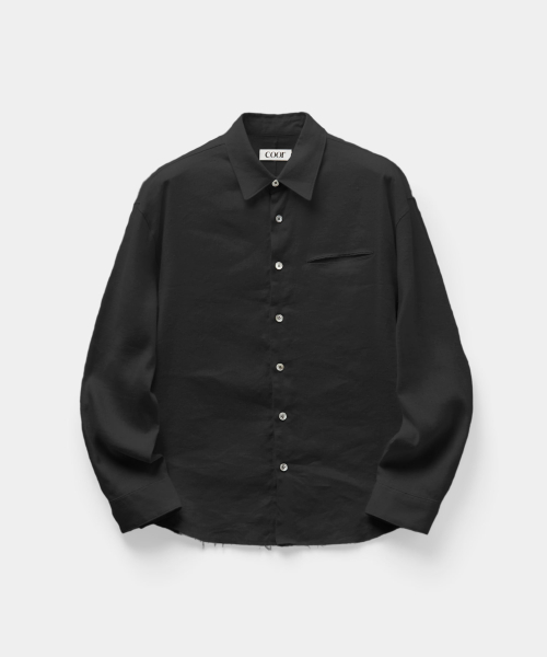 Linen Silk Cut Shirts (Black)