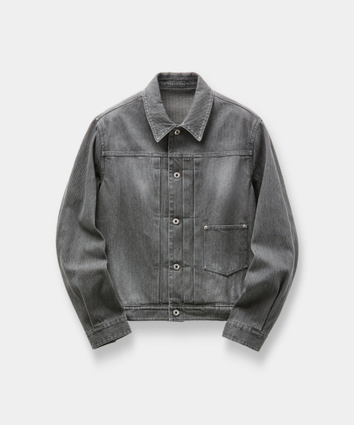 Type 1 Rib Texture Trucker Jacket (Washed Gray)