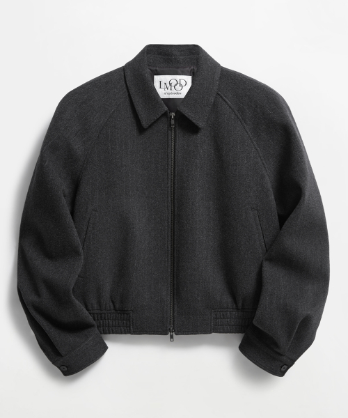 Wind Wool Blouson Jacket Grey Stripe