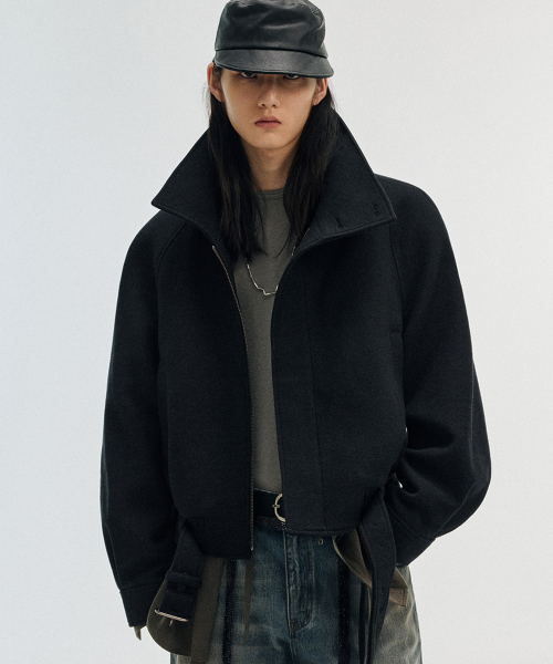 Buster Wool Cotton Blouson Jacket Basalt Black