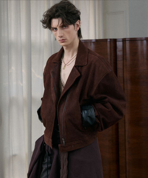 Oxblood Goat leather Rider Jacket Burnt Brown